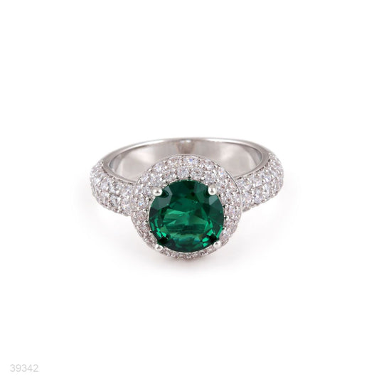 ring zircon solit pave bezel lux-silver-green