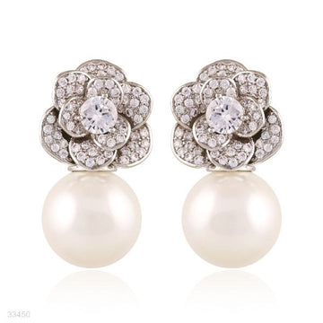 likeable silver rose pearl earrings