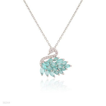 graceful swan pendant silver-turquoise
